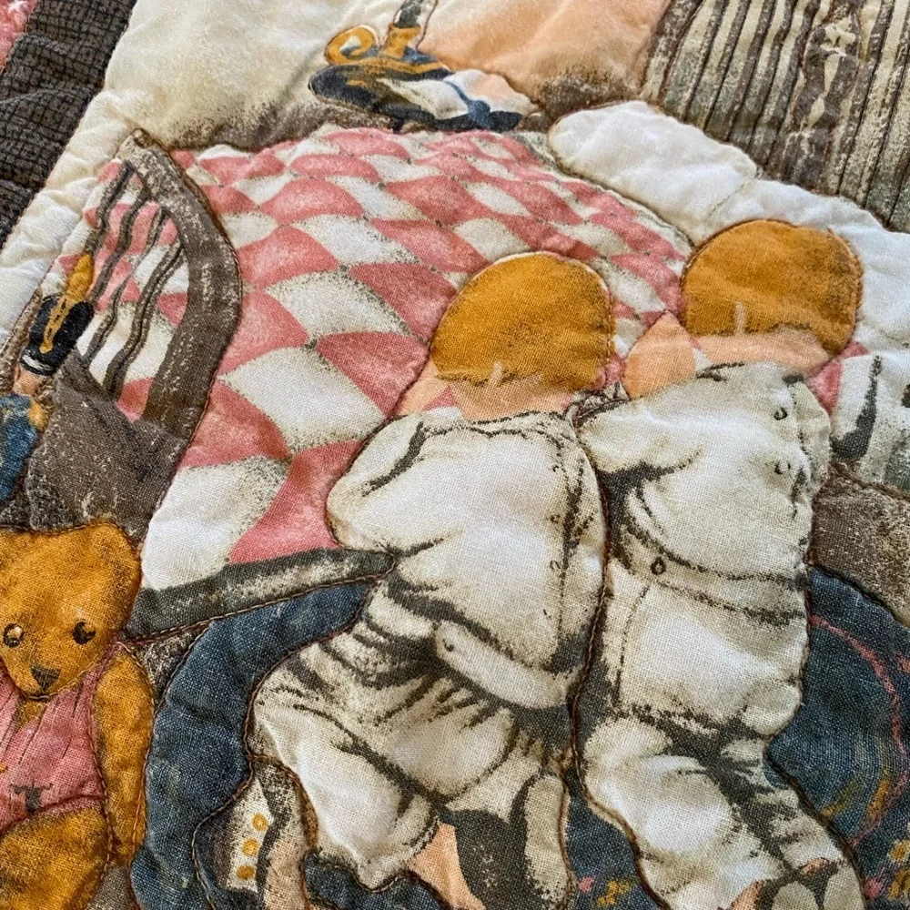 Vintage “Nighttime Prayer” Baby Crib Blanket Quilt Handmade Cottagecore Nursery